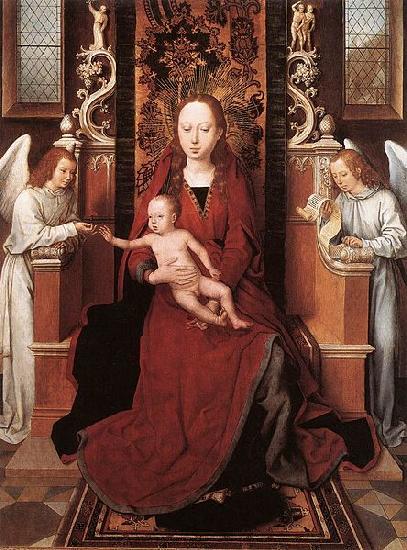 Hans Memling Virgin and Child Enthroned with Two Angels oil painting picture